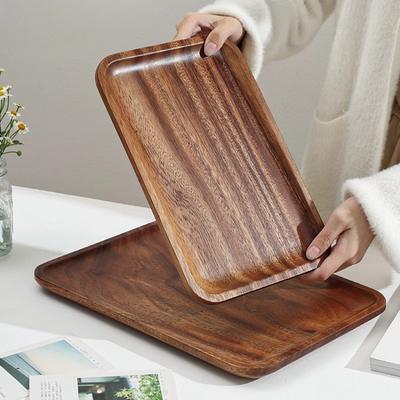 Japanese-style Acacia Wood Tray Rectangular Wooden Tea Cup Tray Solid Wood Serving Platter Dessert Platter Coffee Storage Tray
