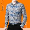 Spring & Autumn Men's Plus Size Printed Cotton Linen Shirt - Business Casual, Long Sleeve.