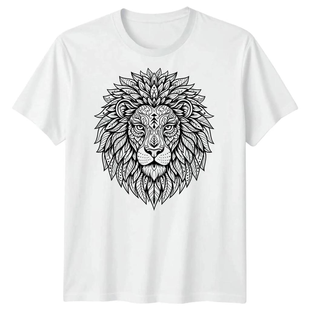 Lion Mandala Lions Animals Mens T Shirt Intricate Design Vintage Washed Slightly Soft Versatile Stylish Homme Designer Clothes