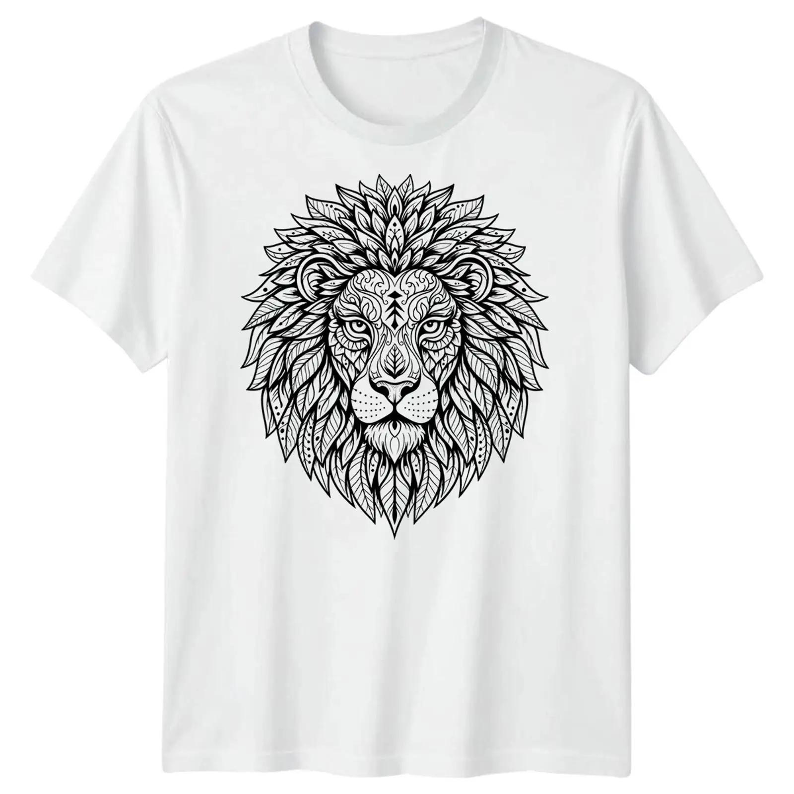 

Lion Mandala Lions Animals Mens T Shirt Intricate Design vintage Washed Slightly Soft Versatile Stylish homme designer clothes 5XL різнокольоровий