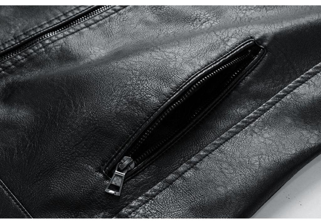 2022 Autumn/Winter Men's Stand Collar Motorcycle Leather Jacket