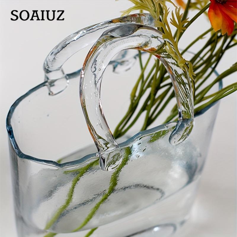 Elegante geometrische Handtaschenvase – schickes längliches Glasdekor für hydroponische und traditionelle Arrangements