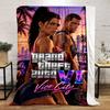 GTA VI Vice City Two Protagonists Sunset Neon Gamers Warm Printed Blanket for Living Room Couch