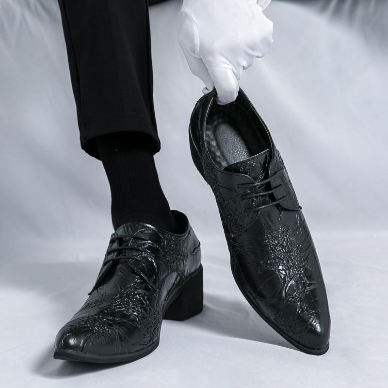 Men Dress Derbys Formal Business Leather Shoes Black Pointed Toe Tuxedo Wedding Shoes Plus Size