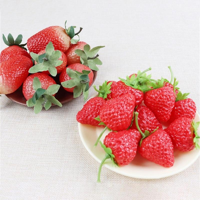 10 Pezzi Fragole Artificiali Realistiche Simulazioni Modello di Frutta Fragole Finte Oggetti di Scena per Esposizione Feste in Cucina Decorazioni per la Casa
