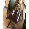 Light Luxury Retro Leather Women's Bag Autumn and Winter New Top Layer Vegetable Tanned Leather Large Capacity Tote Bag Women's Shoulder Bag
