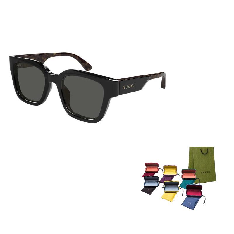 GUCCI Letter Embroidery Recycled Acetate Square Sunglasses Men's Black