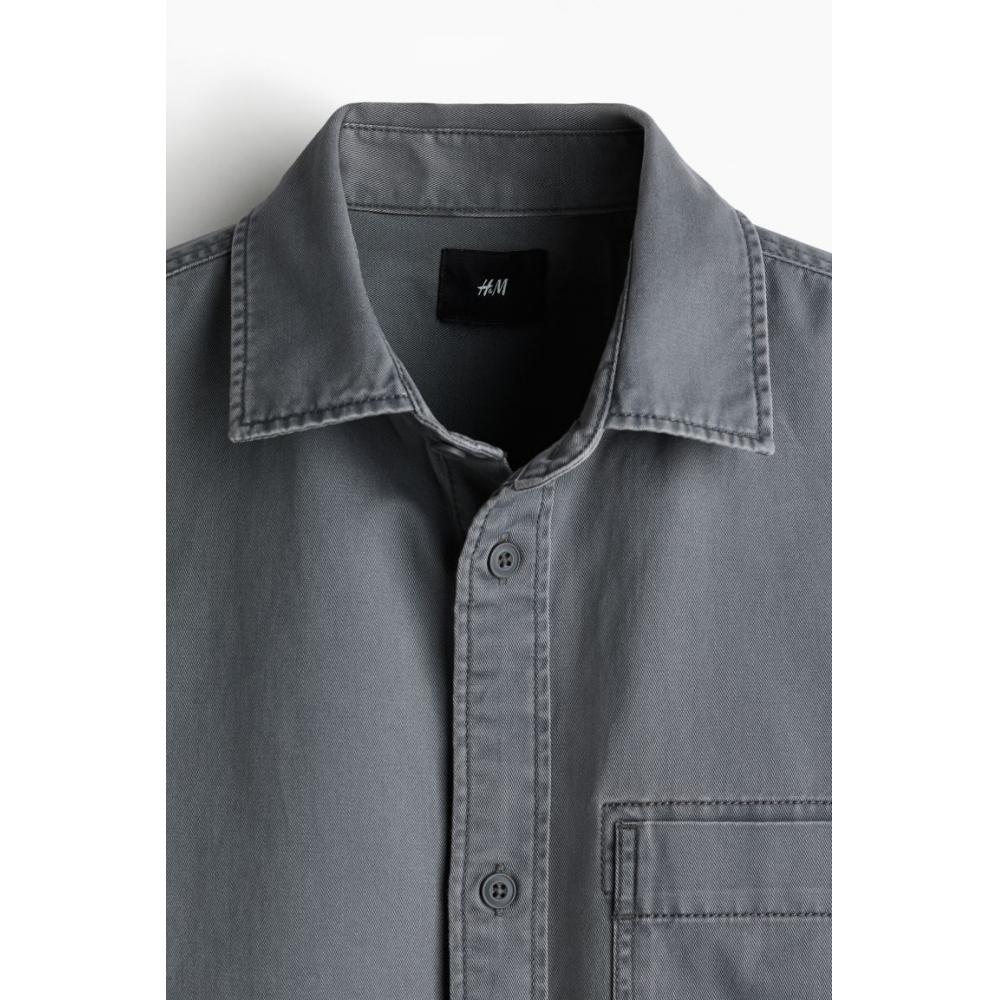 H M Twill oversHirt Regular Fit Dark Grey