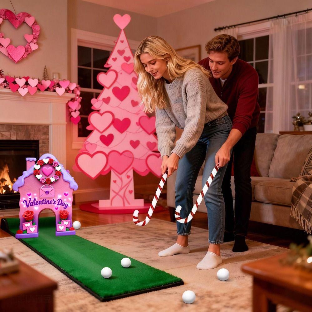 Candy Cane Sticks Gingerbread Golf Set Equipped With Club Portable Design Golf Game Set Festive Atmosphere Decor