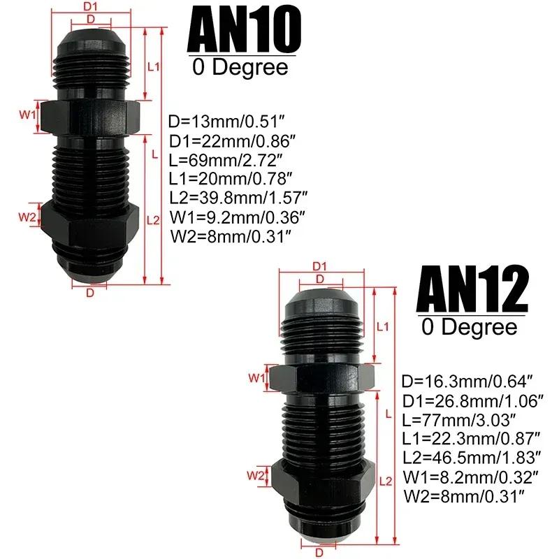 2X AN3 AN4 AN6 AN8 AN10 AN12 0 Degree Flare Bulkhead Fitting Fuel Hose Straight Male To Male Adapter w/Nut For Tab or Wirewall
