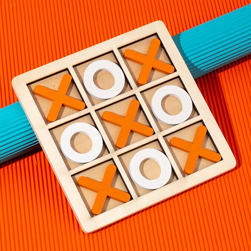 Gioco da tavolo in legno "Tris": Giocattolo di Pensiero Logico per Bambini, Attività Educativa e Interattiva Genitore-Figlio.