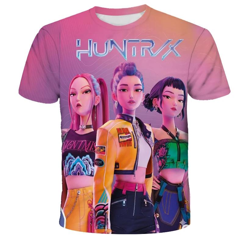 KPop Caçadores de Demônios Tigres Meninas Meninos Camiseta K-Pop Caçadores de Demônios Roupas Infantis Camisetas Bonita Estampa de Desenho Animado Camiseta Tops