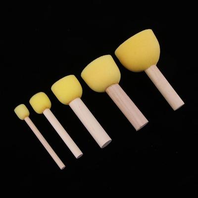 Pack of 5 1-5cm Round Paint Foam Sponge Brush Set Kids Painting Tools Stippler for