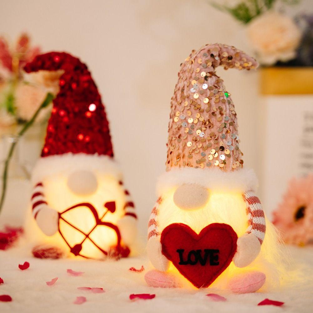 

Cute Valentine s Day Gnome Doll Cartoon Dwarf Doll Heart Gnomes Plush Doll Holiday Gifts розовый