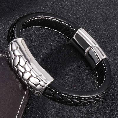 Punk Bracelets Men Braided Leather Bracelet & Bangle Male Wristband Men Jewelry