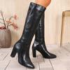 Retro-style High-rise Boots Thick Heel Thin Square Toe Women's Fashion and Versatile Knight Boots