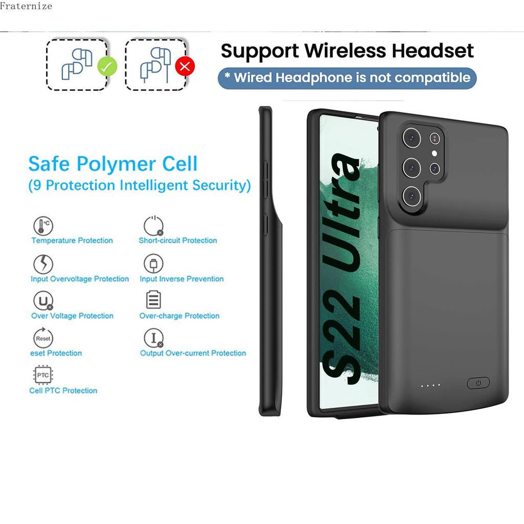 Battery Case for Samsung Galaxy S21 S22 S23 Ultra S23 Plus Battery Wireless Charger Power Cases Power Bank Silicone Shockproof Charging Cover