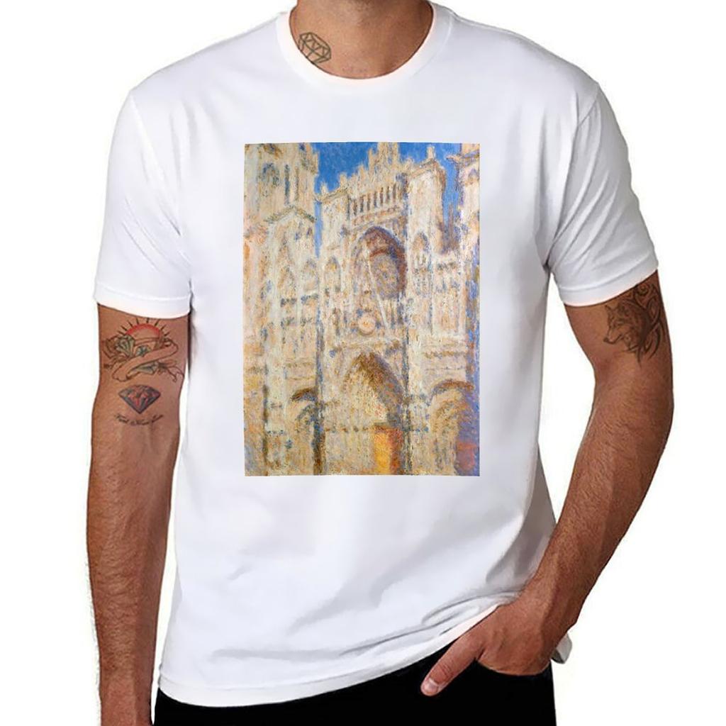 Katedra w Rouen, Fasada (Zachód słońca) Monet Koszulka o wysokim kontraście nowa edycja letnie topy T-shirt męski