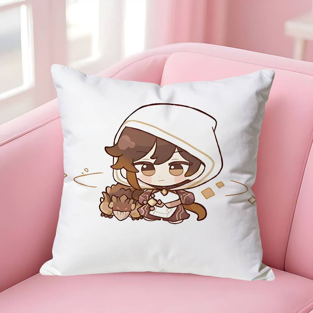 Zhongli GGenshin Impact Pillow Cases for Bedroom Living Room Sofa Home Decor Polyester Cushion Cover with Zipper