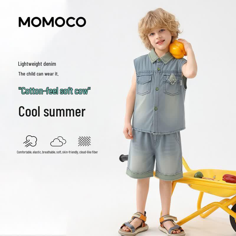 MOMOCO Boys Fashion Denim Two-Piece Set 130