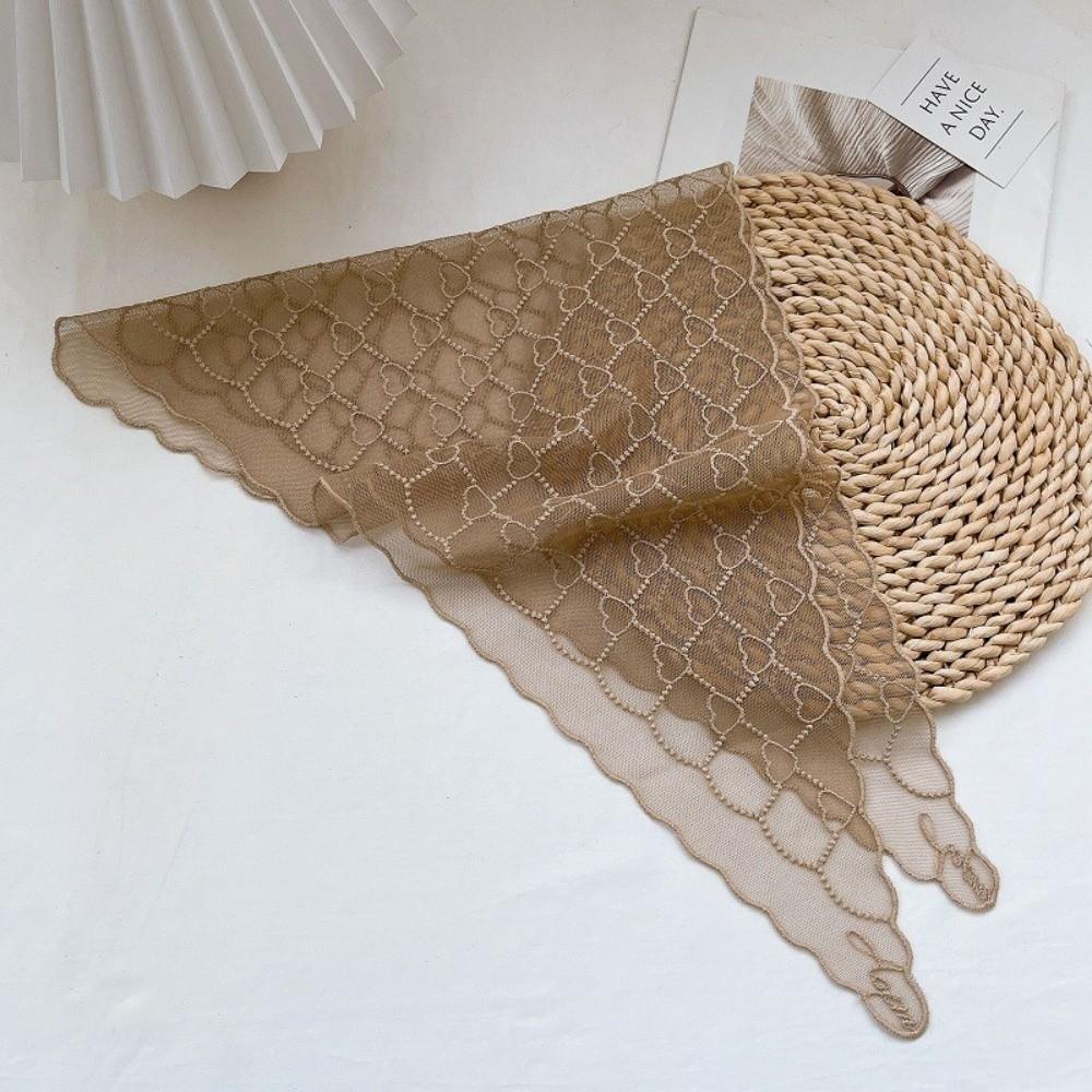 Heart Pattern Triangular Scarf Retro Hair Ribbon Versatile Lace Scarf  Women's Accessory