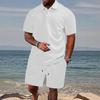 Summer Men's Casual Sportswear Polo Shirt With A Lapel Men's Short-sleeved Shirt And Shorts, Jacquard Texture Suit