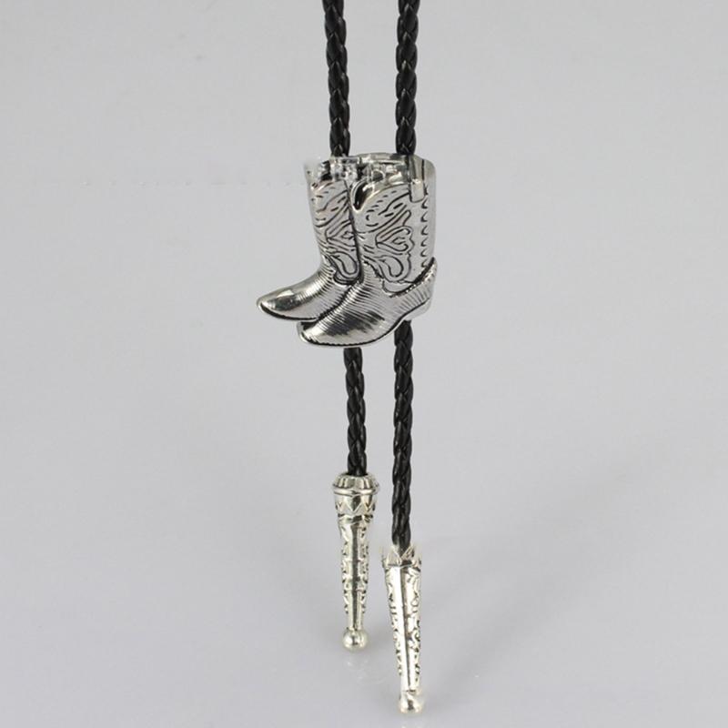 Cowboy Bolo Necktie with Relief Boots Pendant Tuxedo Shirt Bolo Tie for Male