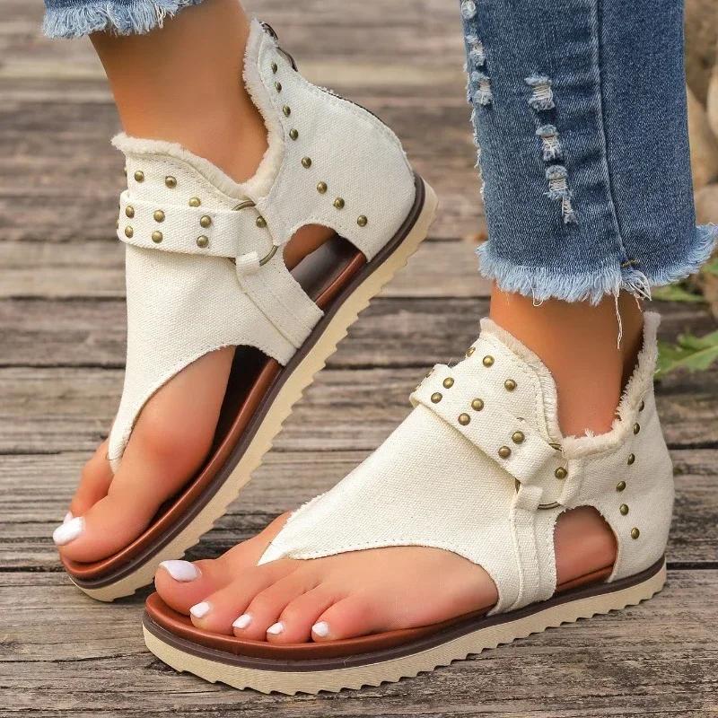 Fashion Summer New Women's Beach Sandals Open Toe Flat Non-slip Shoes Outdoor Leisure Comfortable Flip Flops Large Size Ladies Shoes