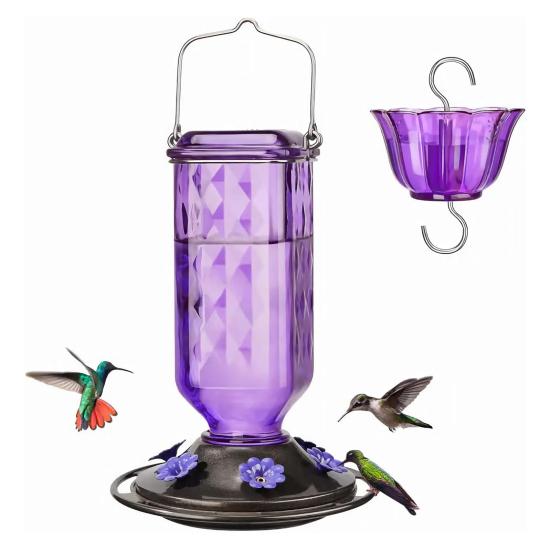 Mangiatoia per Colibrì Mangiatoia per Uccelli Sospesa con Fossato Formiche Mangiatoia per Colibrì da Esterno con 6 Fori di Alimentazione per Decorazione Giardino Cortile