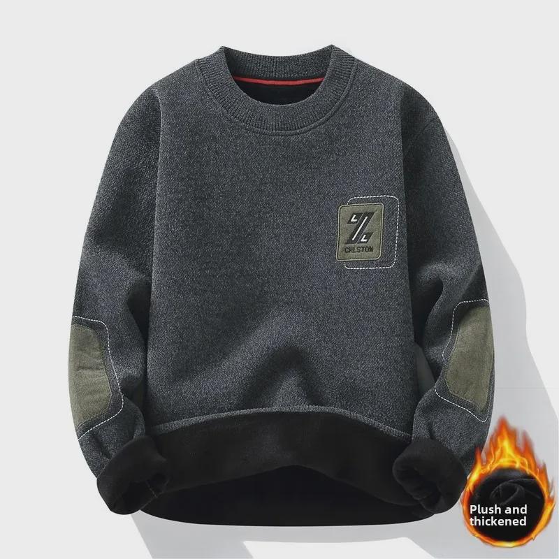 

Men s Thickened Chenille Round Neck Sweater - Winter Warm Knitted Outerwear 4XL
