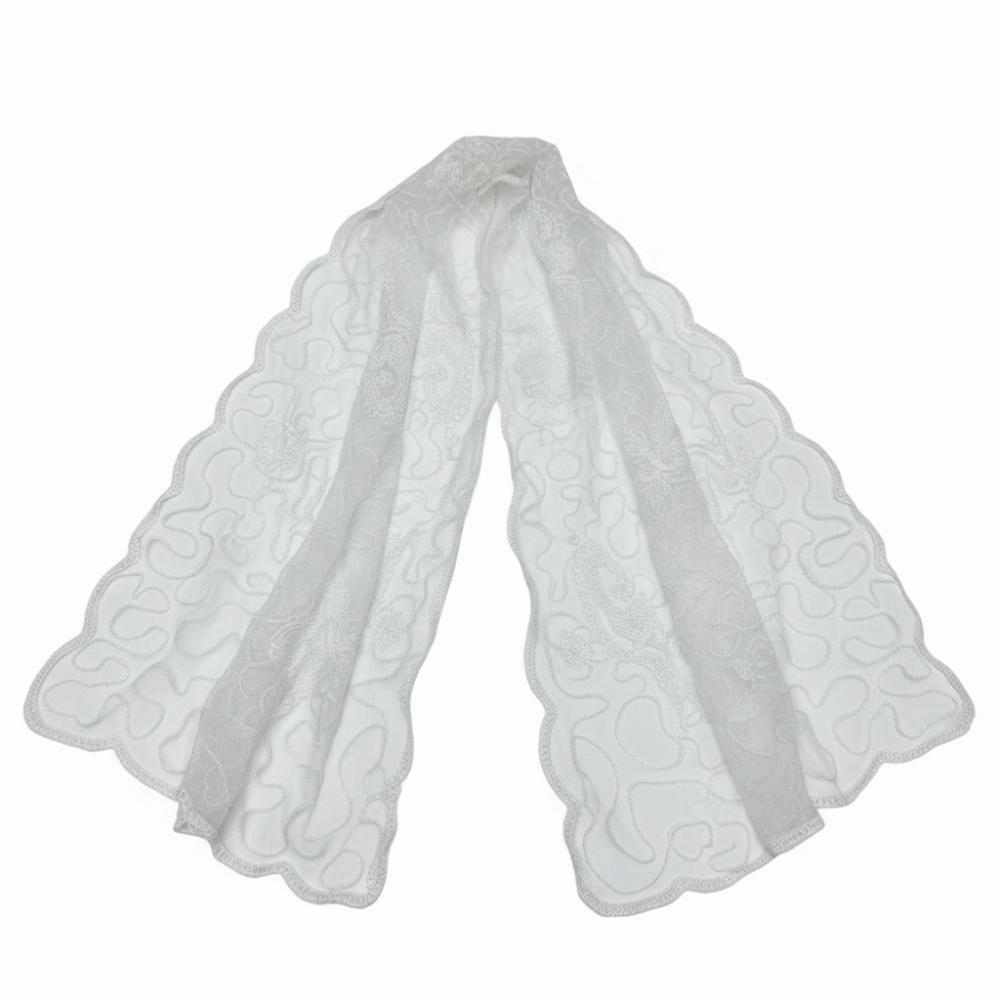 Elegant Embroidered Flower Lace Scarf Lightweight Breathable Mesh Sunscreen Shawl Long Silk Scarf Women