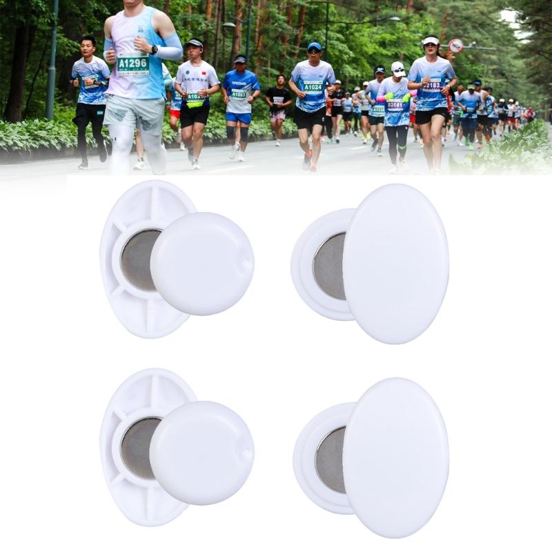 4 Pair Running Fix Clip Secure Fastening Systems for Running and Cycling, Magnetic Race Bib Clip Running Number Holder