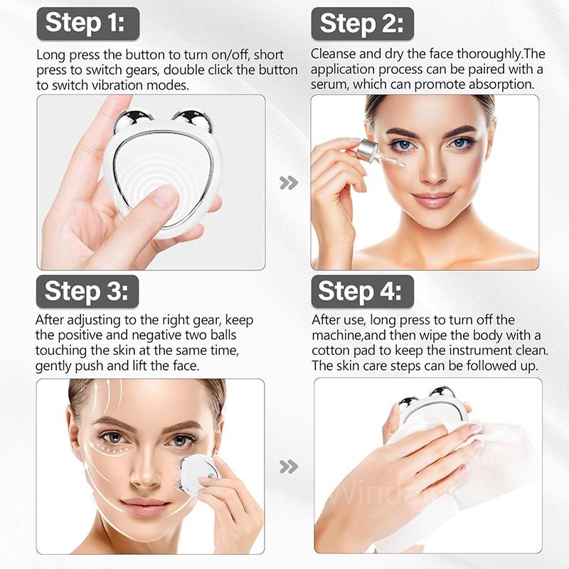 Facial Massager EMS Face Lifting Machine Microcurrent Roller Skin Tightening Rejuvenation Beauty Facial Charging Anti Wrinkle