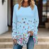 Women Round Neck Loose Long Sleeve Tunic Soft Solid Tops Ideal For Household Relax And Casual Outdoor Walks