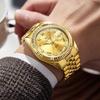 OLEVS quartz wristwatch mens waterproof date luminous stainless popular stylish male fashion business watch men gold