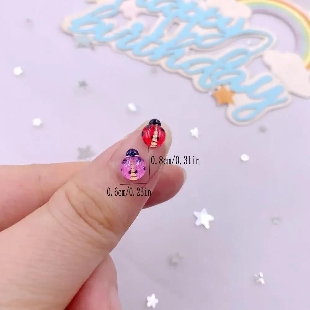 100pcs Resin Glitter Colorful Mini Crystal Flower Beetle Flatback Rhinestone Art Nail Applique Decor DIY Wedding Scrapbook Craft