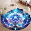 Lotus Geometrisches Mandala Runder Teppich, Luxuriöses Blumenmuster Rutschfester Waschbarer Kreis Teppich für Schlafzimmer & Wohnzimmer Dekor