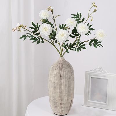 Artificial Marigold 3 Head UV Resistant Fake Silk Flower with Leaves Indoor Outdoor Garden Table Centerpiece Faux Bloom Decoration