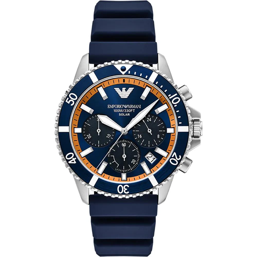 

Emporio Armani World Explorer Темно-синий Темно-синий Силиконовый Мужские Солнечные Кварцевые Часы-Хронограф AR11696 темно-синий