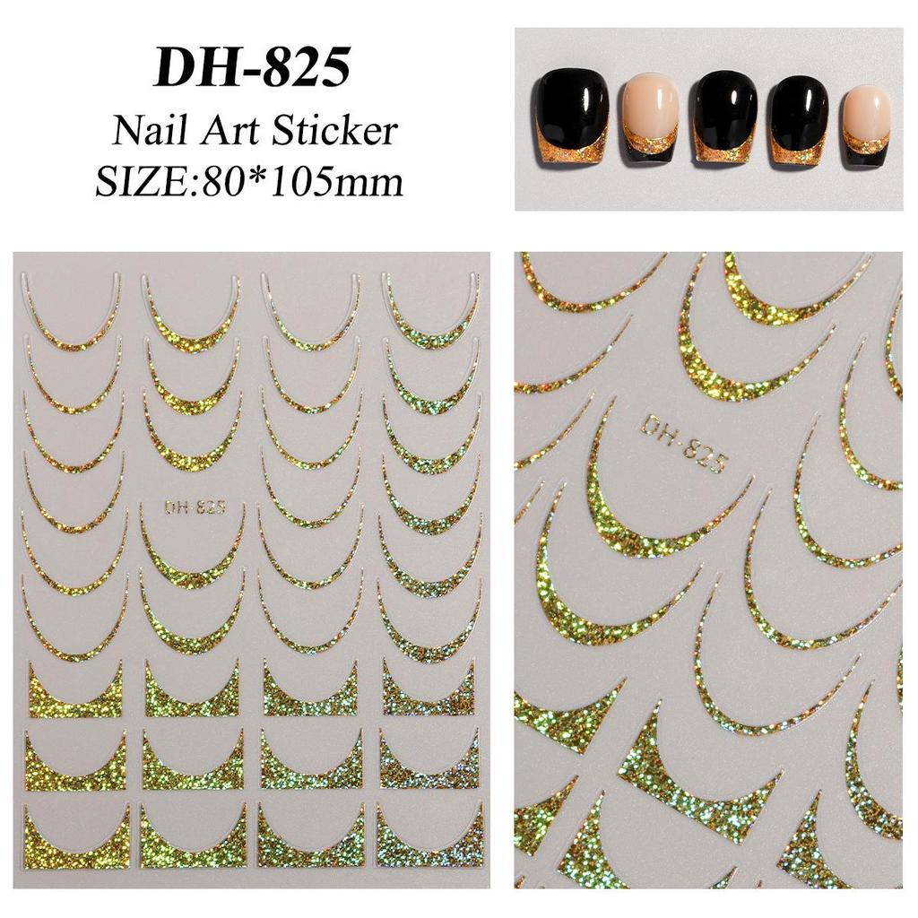 Self-Adhesive Gold & Silver Foil French Nail Stickers In Trendy DH Style