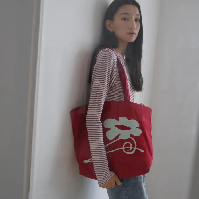Wildflower Print Canvas Bag_Red