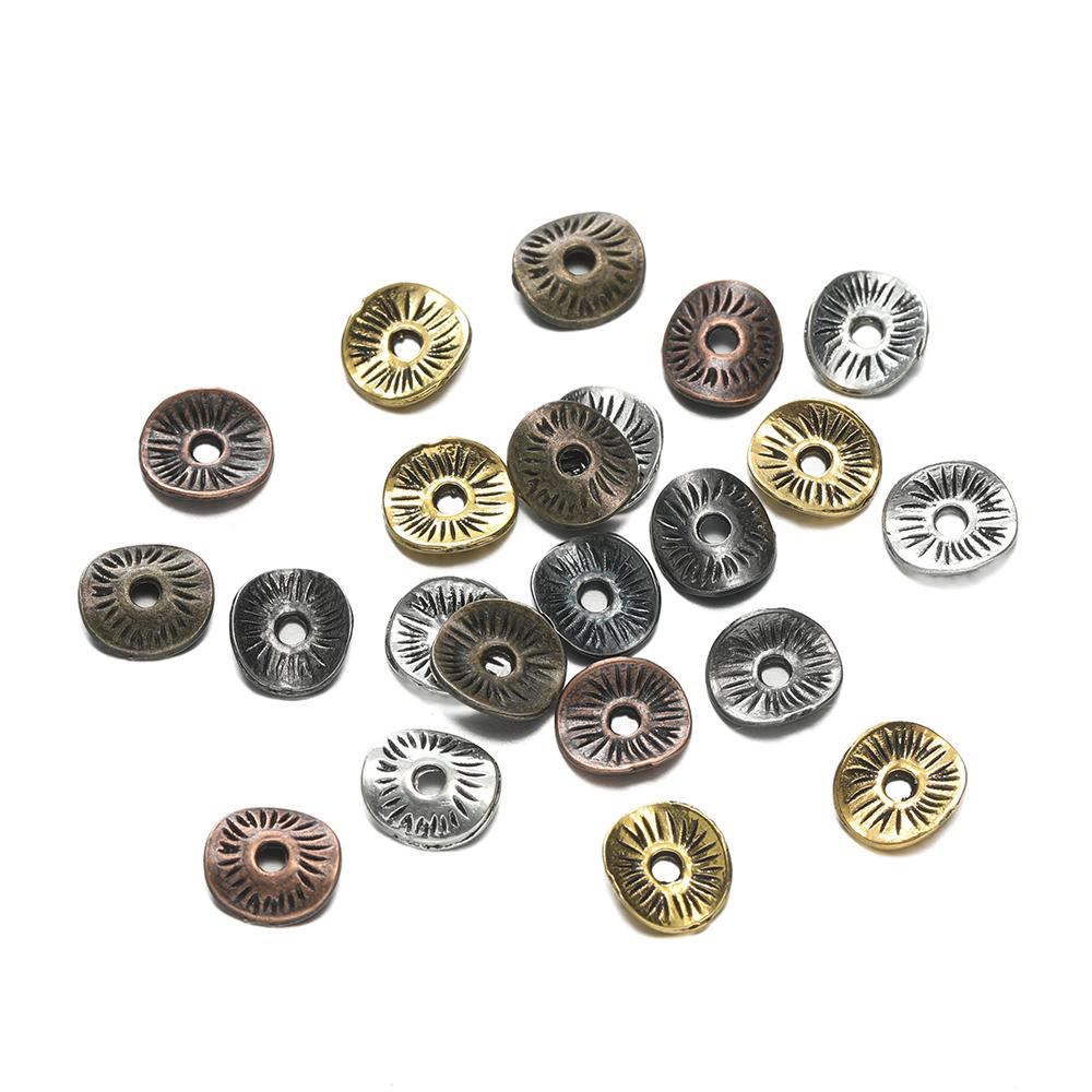 50pcs 7.5x8.5mm Round Curved Brushed Disks Spacer Beads for Bracelet Necklace Jewelry Making Accessories Supplies