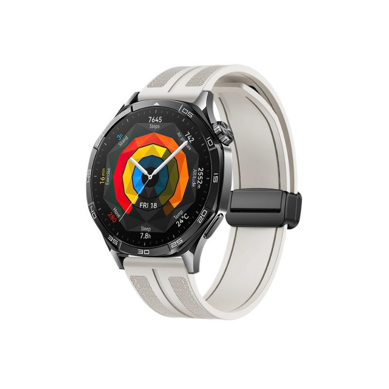 Woven Nylon & Silicone Strap for Huawei Watch GT5/GT6/4 Pro with Magnetic Buckle, Compatible with Apple Watch.