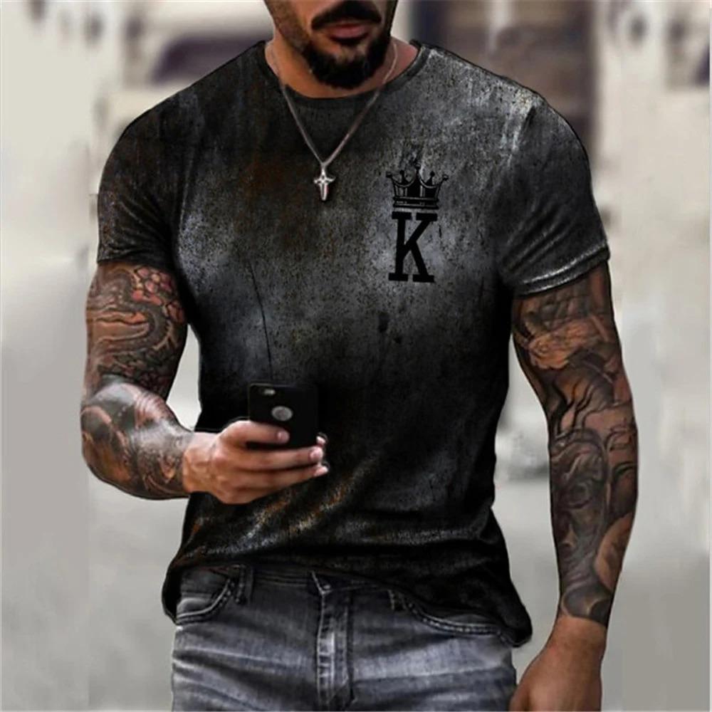 2024 Men's Vintage Clock Print T-Shirt Men's Street Casual Wear Men's Summer Fashion Top Men's Sports Sweat Wicks Short Sleeve