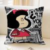 M-Mafalda Girl Pillow Covers Cartoon Sofa Decorative Home Double-Sided Printing Short Plush Cute Cushion Cover