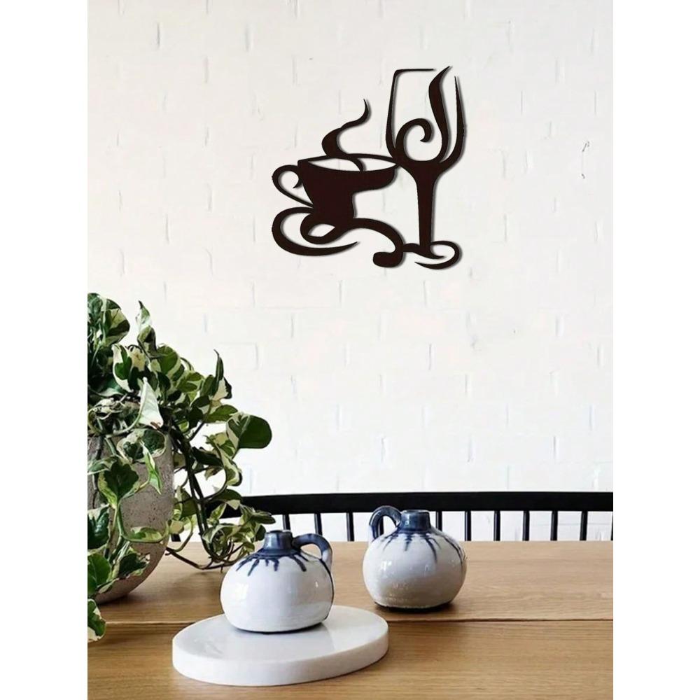 Metal Wall Art Wine Glass Decor for Coffee Bar Tea Room Hanging Ornament