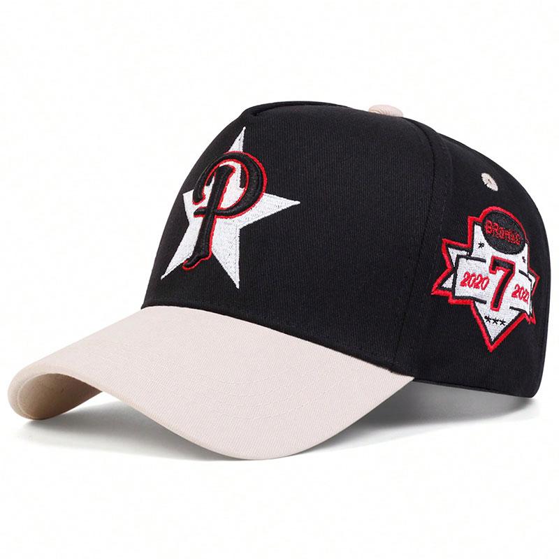Letter P Pentagram Side 7 Embroidery Baseball Cap Outdoor Sun Protection Men and Women Hat Adjustable Cotton Hip Hop Caps Fishing Hats
