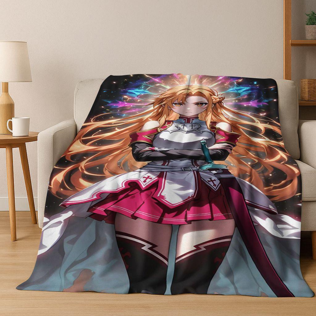 Anime SAO Sword Art Online Cartoon 3D Flannel Blanket,Cozy Soft Throw Blanket for Home Bedroom Bed Sofa Picnic Cover Gift Kids
