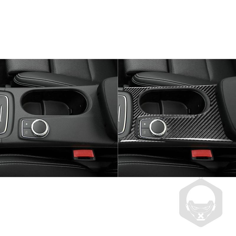 Real Carbon Fiber Car Accessories Cup Holder Surround Trim Cover Soft Sticker For Mercedes CLA C117 2014-2018 GLA X156 2015-
