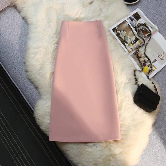 Women Suit Skirt A-Line Style High-Waisted Design Midi Skirt Back Slit